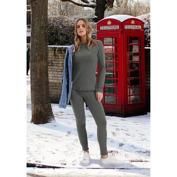 Women’s Thermal Underwear Set Fleece-Lined Lounge Cold Weather Layering - Picture 3 of 5